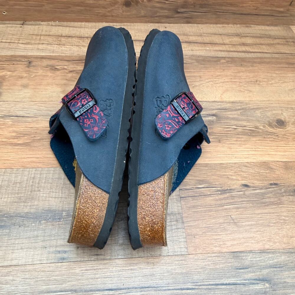 Birkenstock Birki’s size L8 39 Buckle Navy Blue leather crogs shoes - Picture 3 of 8